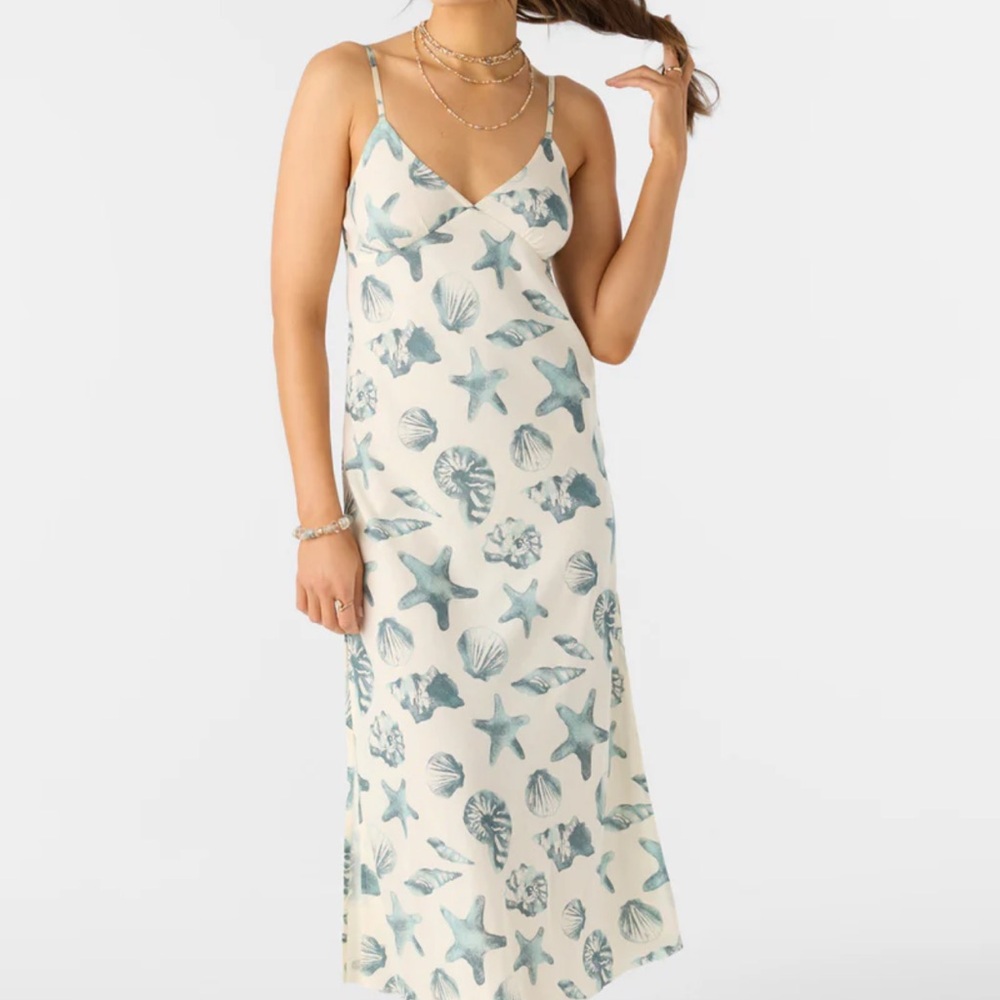 O'Neill Cream and Blue Starfish Maxi Dress
